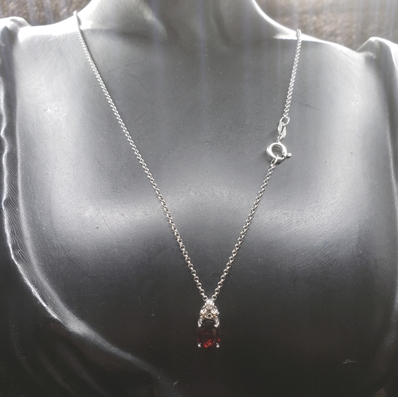 DBJ .Dee Berkley jewelry vintage red ruby Solitaire 925 sterling silver. - Picture 1 of 6